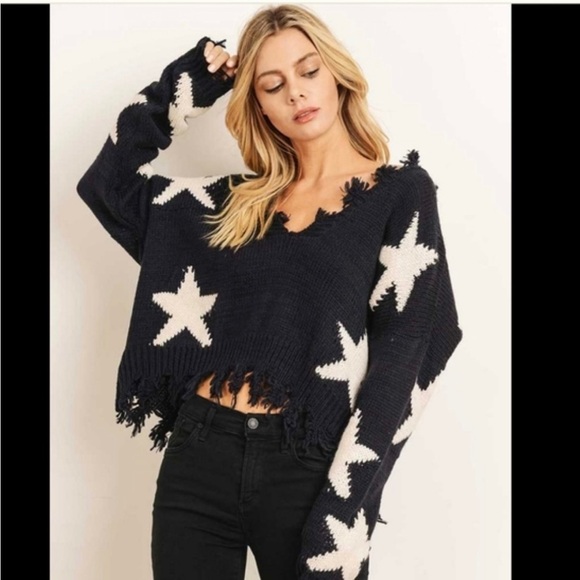 Miracle Sweaters - Miracle distressed star sweater S/M